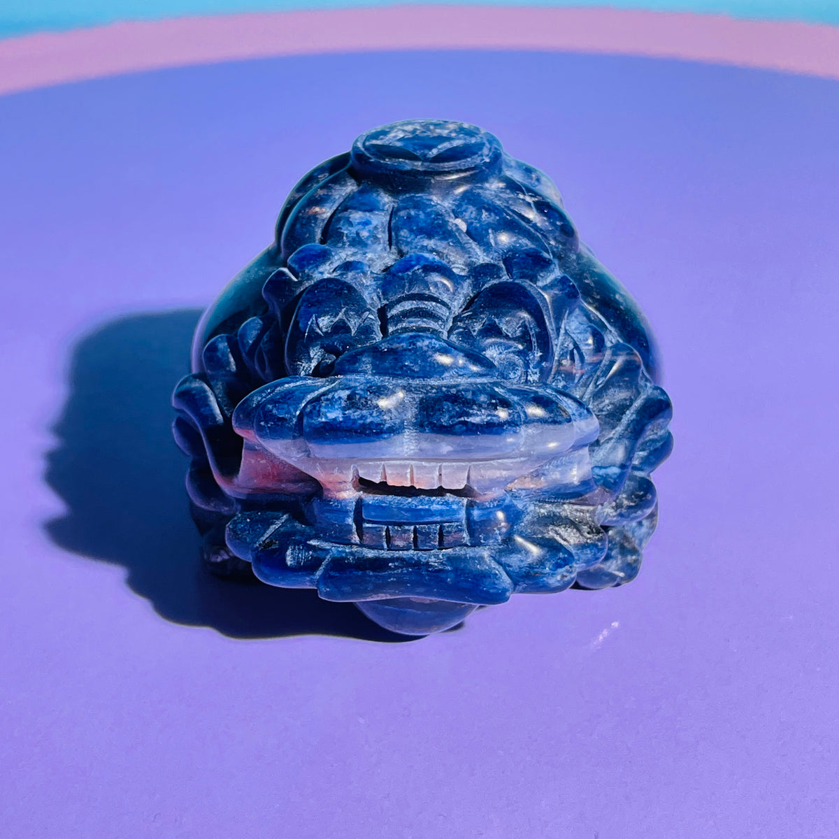 Sodalite 'Pixiu' Dragon with Money Pouch Medium Carving