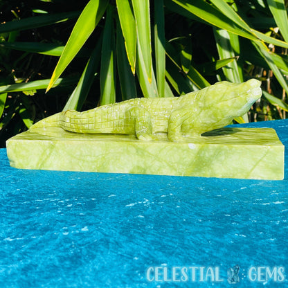 3D Green Jade Crocodile XL Carving /Slab