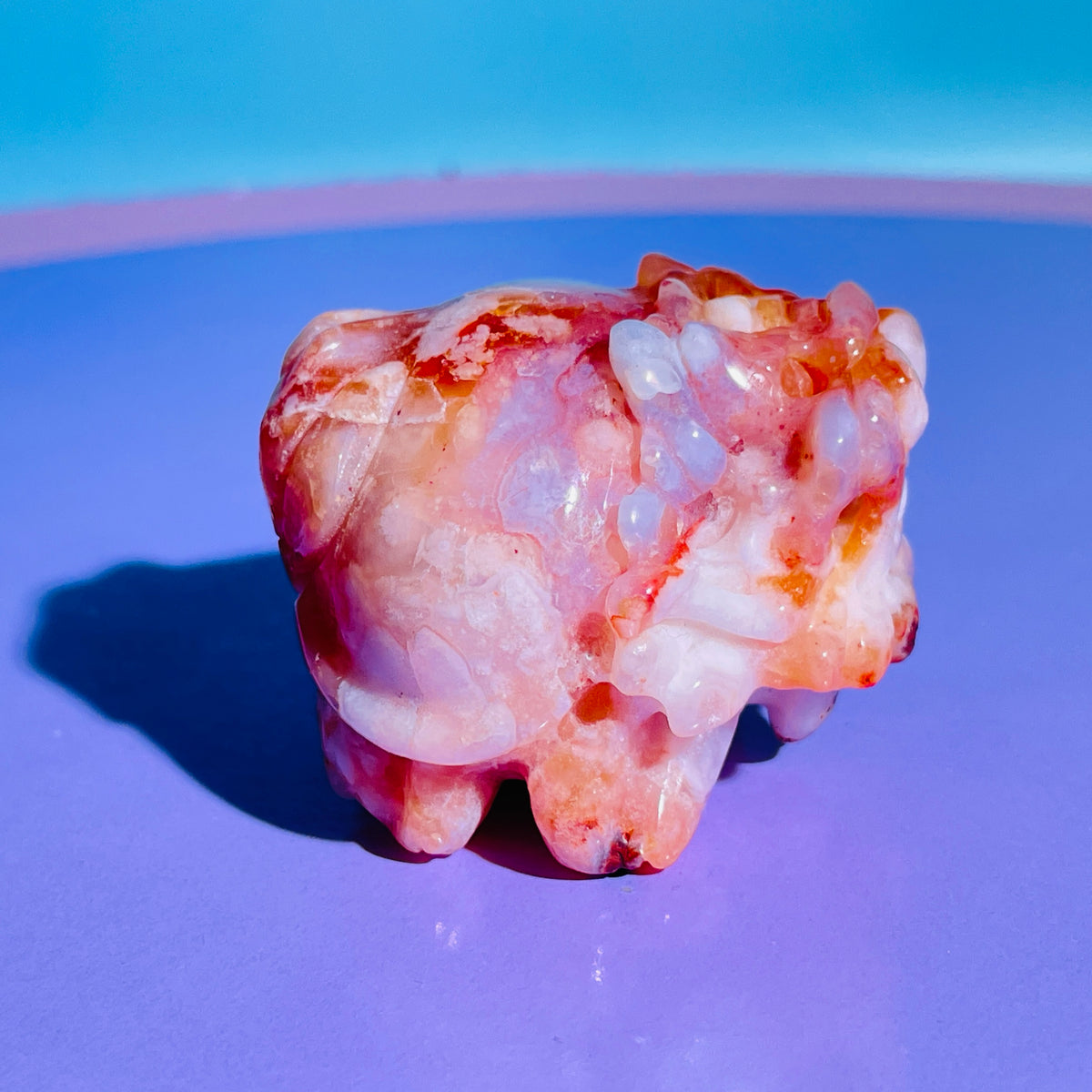Red Flower Agate 'Pixiu' Dragon Small Carving