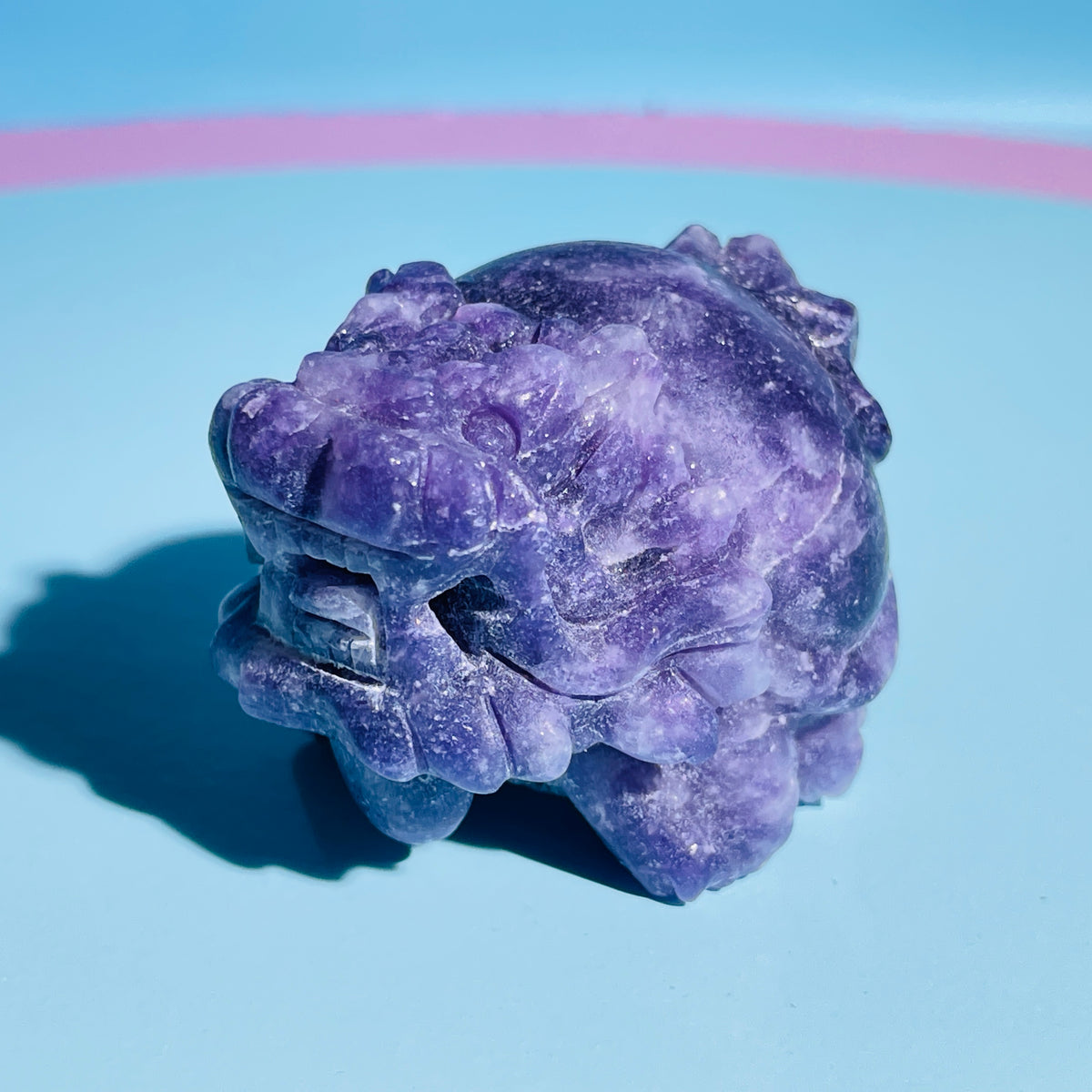 Purple Lepidolite Mica 'Pixiu' Dragon Small Carving