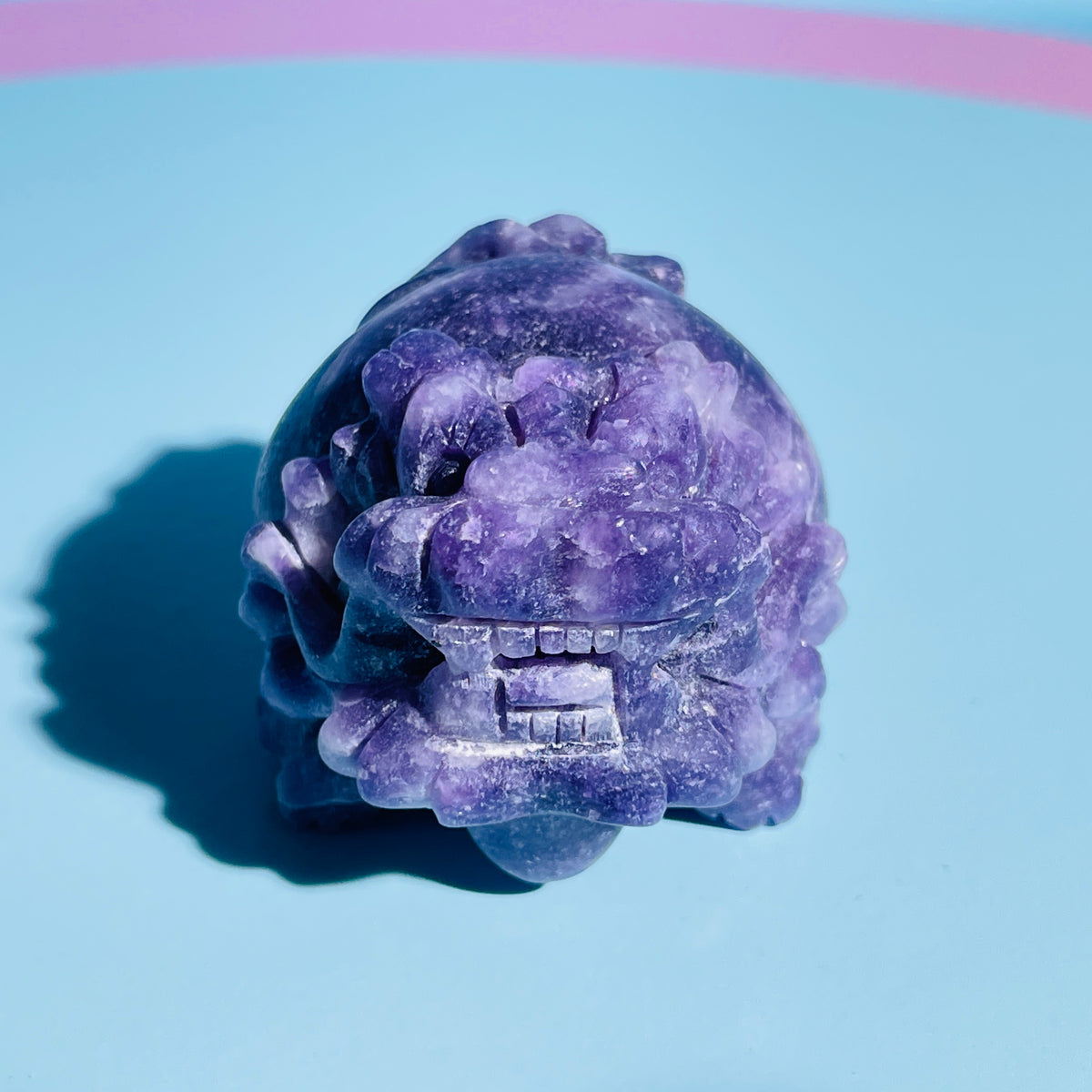 Purple Lepidolite Mica 'Pixiu' Dragon Small Carving