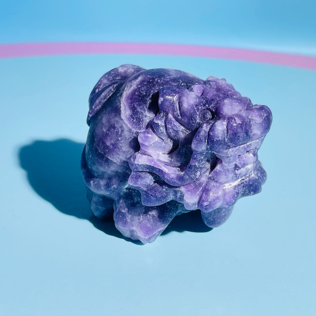 Purple Lepidolite Mica 'Pixiu' Dragon Small Carving