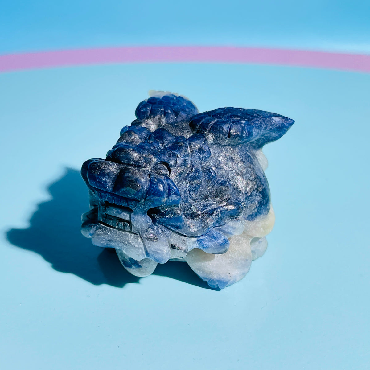 Sodalite 'Pixiu' Dragon with Angel Wings Small Carving
