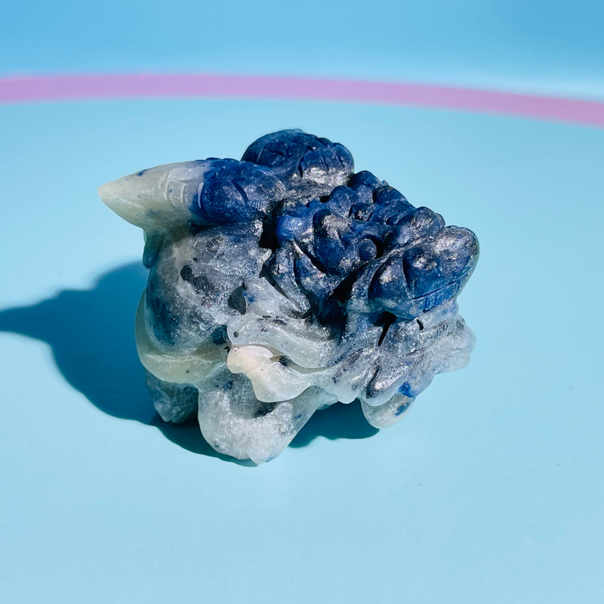 Sodalite 'Pixiu' Dragon with Angel Wings Small Carving