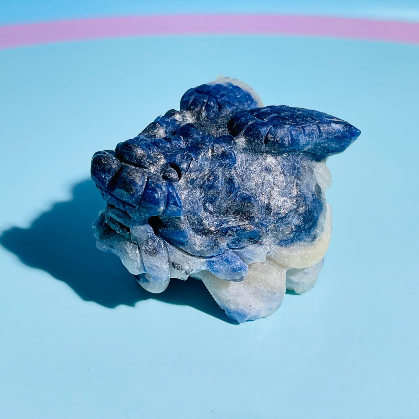 Sodalite 'Pixiu' Dragon with Angel Wings Small Carving