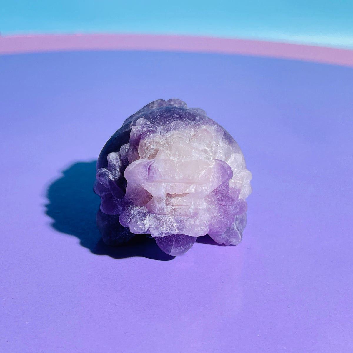 Purple Lepidolite Mica + Quartz 'Pixiu' Dragon Small Carving