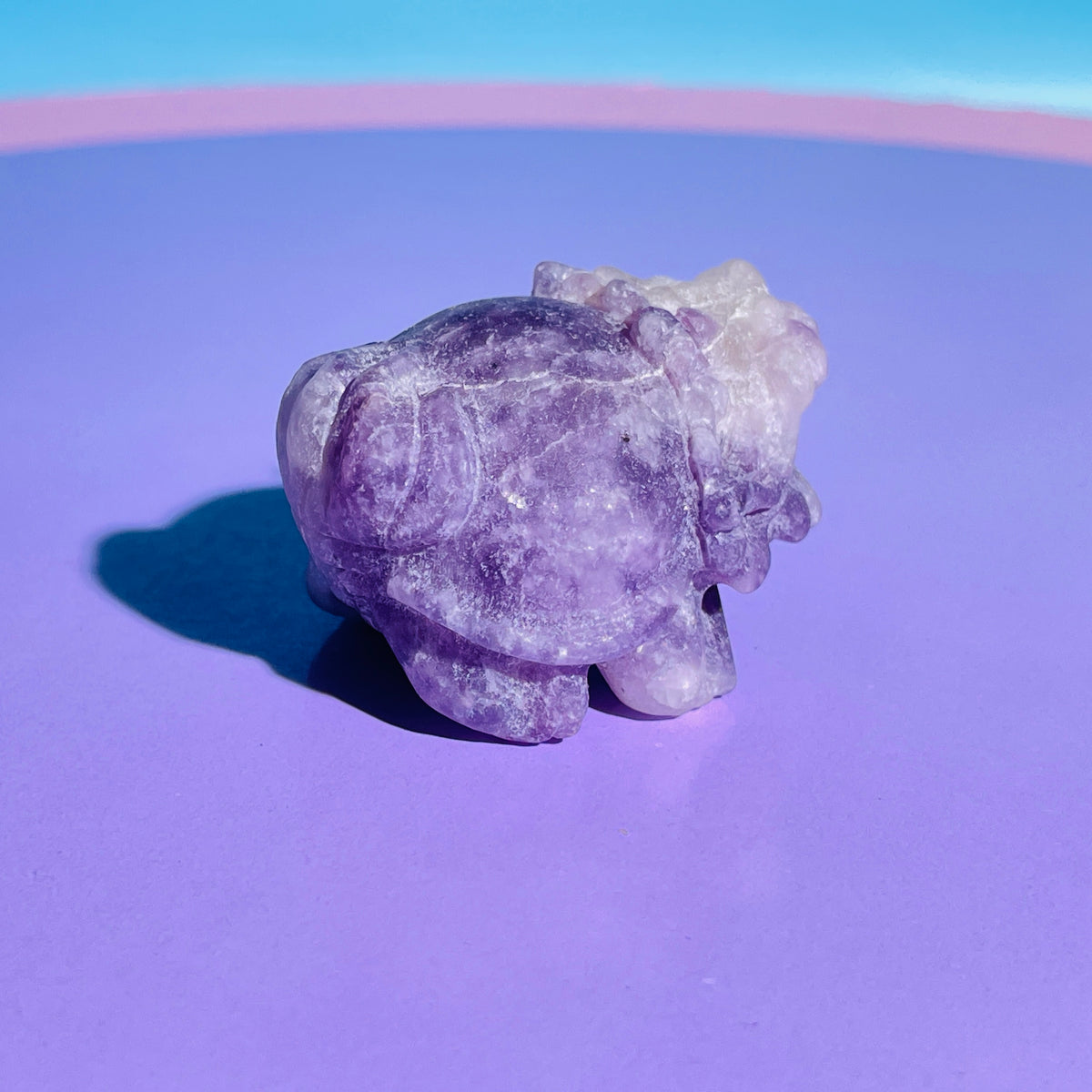 Purple Lepidolite Mica + Quartz 'Pixiu' Dragon Small Carving