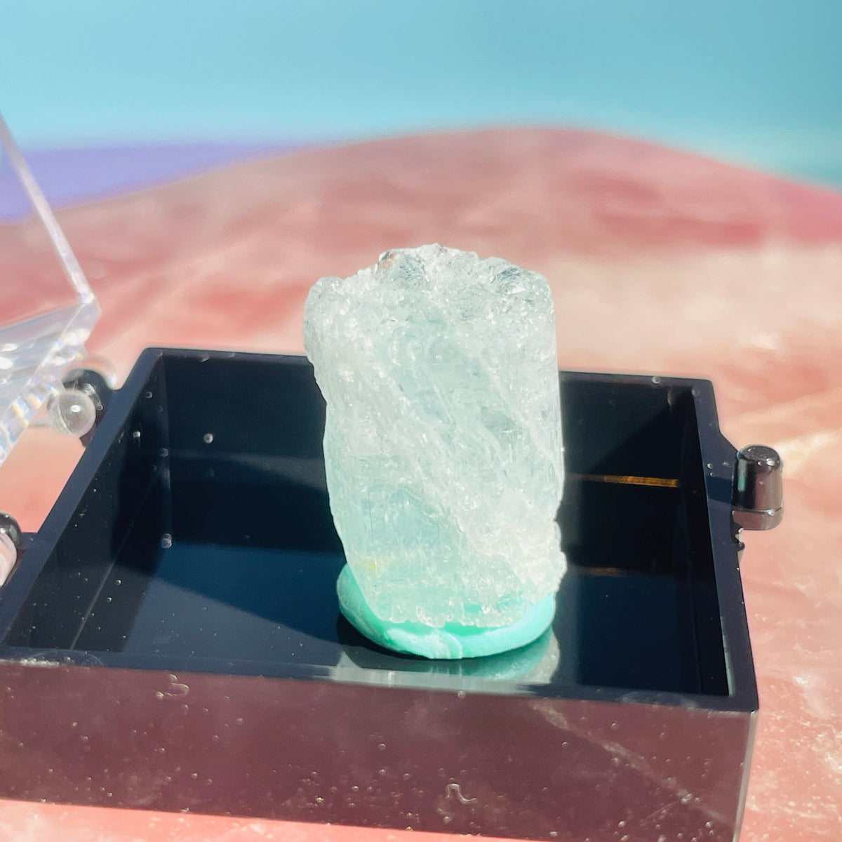 Etched Aquamarine Beryl Terminated Crystal Thumbnail Specimen