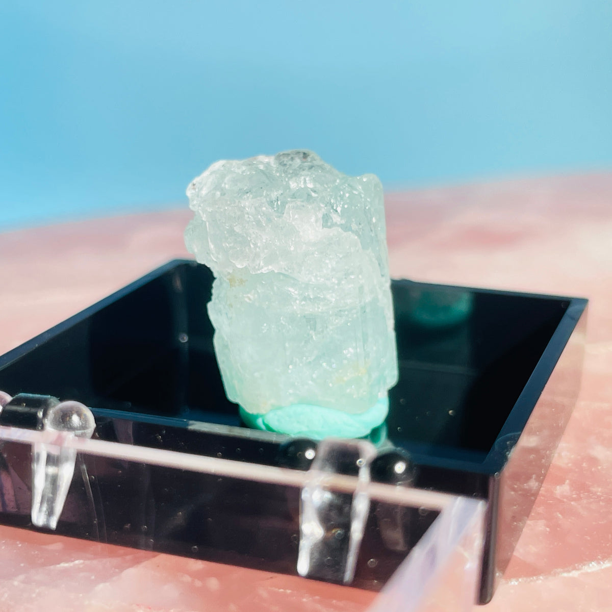 Etched Aquamarine Beryl Terminated Crystal Thumbnail Specimen