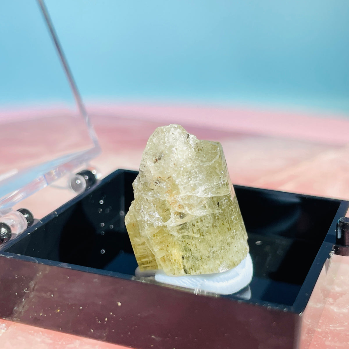 Yellow Scapolite Crystal Specimen in Box