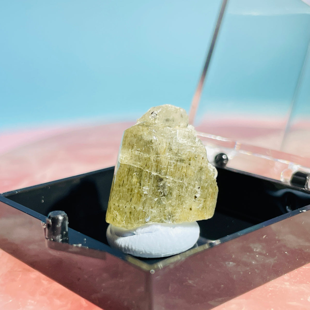 Yellow Scapolite Crystal Specimen in Box