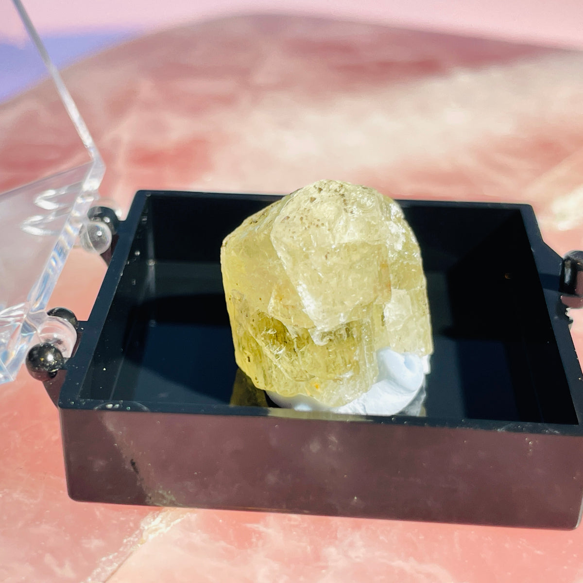 Yellow Scapolite Crystal Specimen in Box
