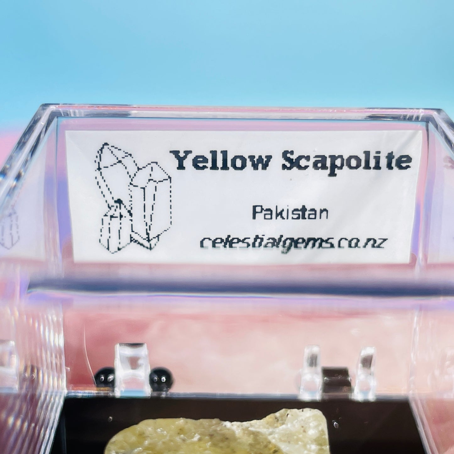 Yellow Scapolite Crystal Specimen in Box