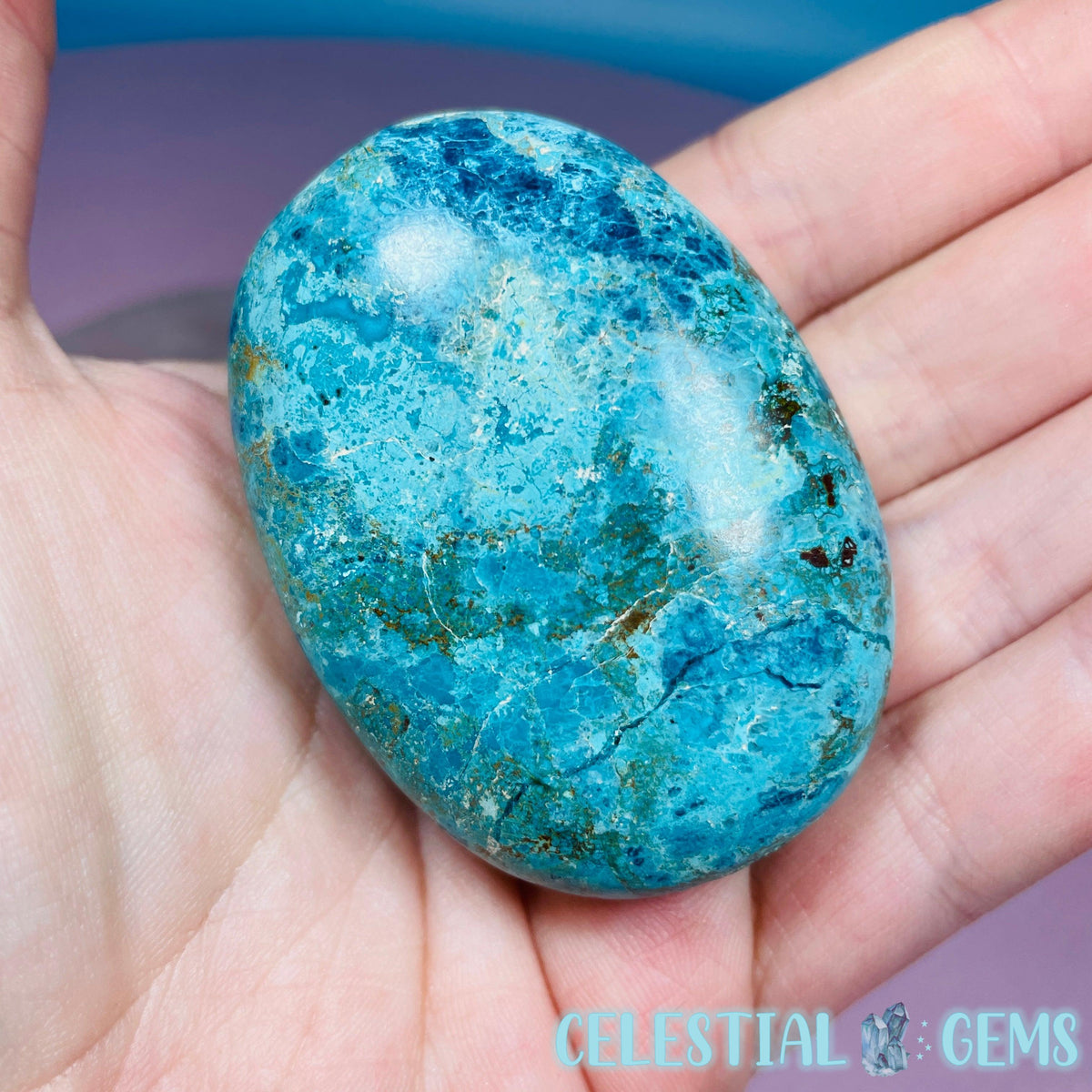 Chrysocolla + Shattuckite Palmstone
