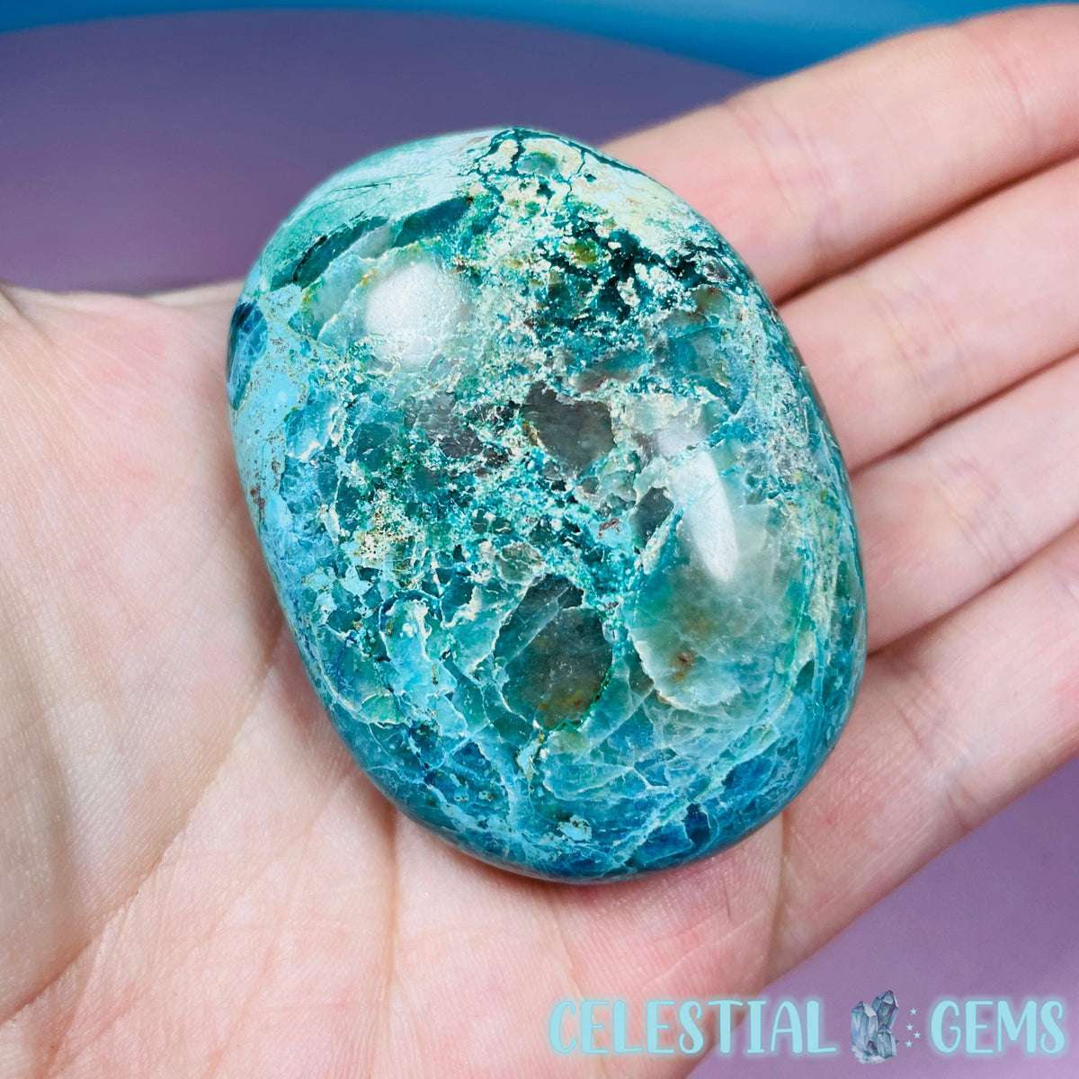 Chrysocolla, Shattuckite + Dioptase Palmstone