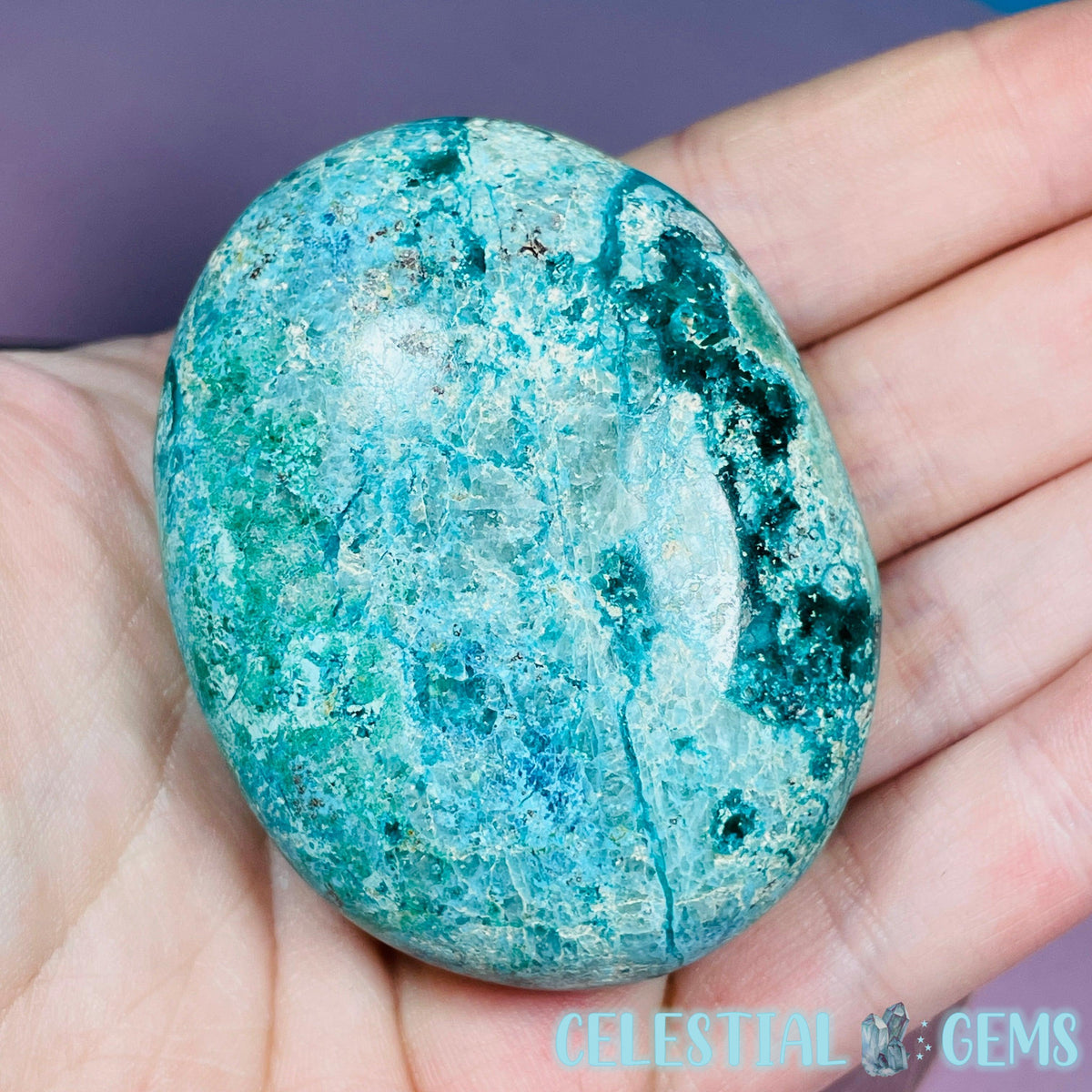 Chrysocolla, Shattuckite + Dioptase Palmstone