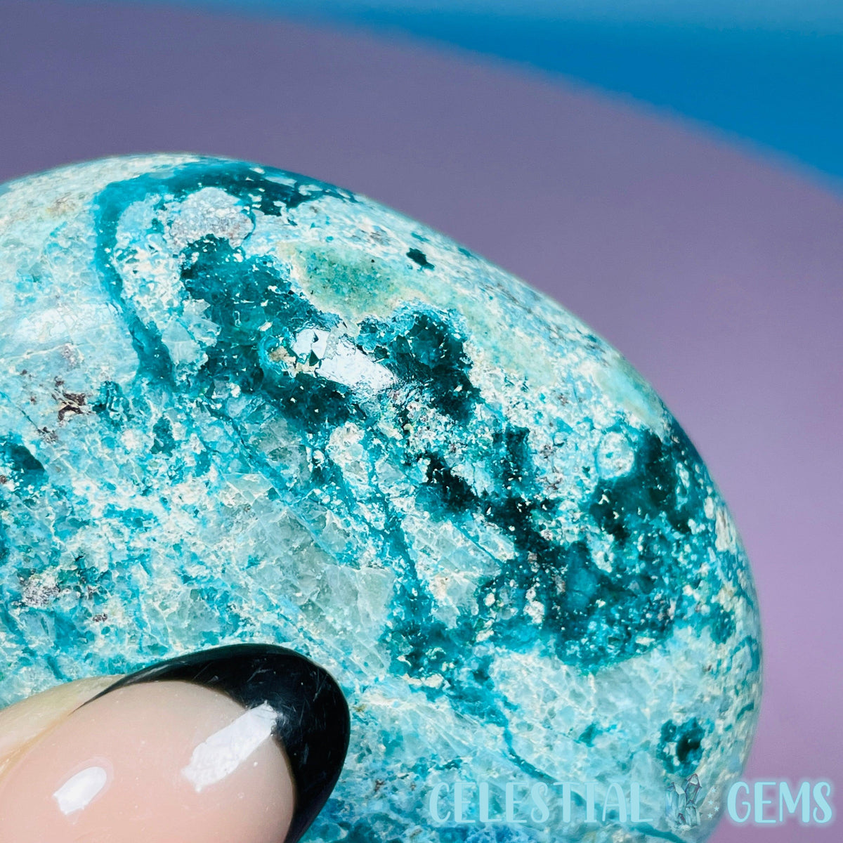 Chrysocolla, Shattuckite + Dioptase Palmstone