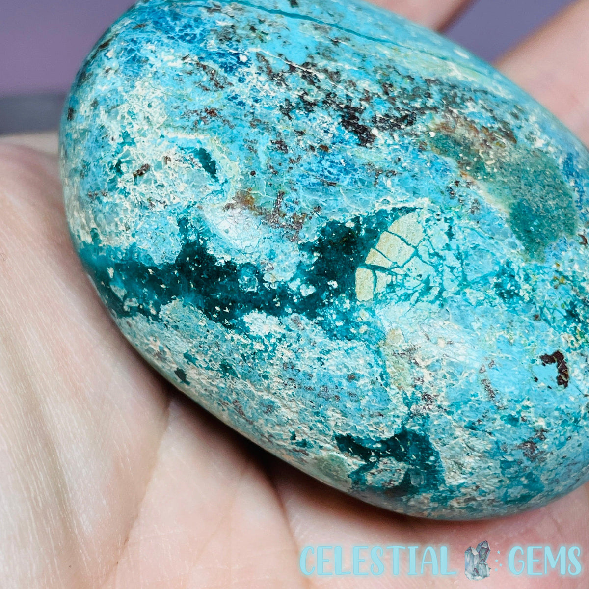 Chrysocolla, Shattuckite + Dioptase Palmstone