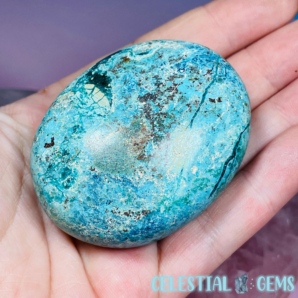 Chrysocolla, Shattuckite + Dioptase Palmstone