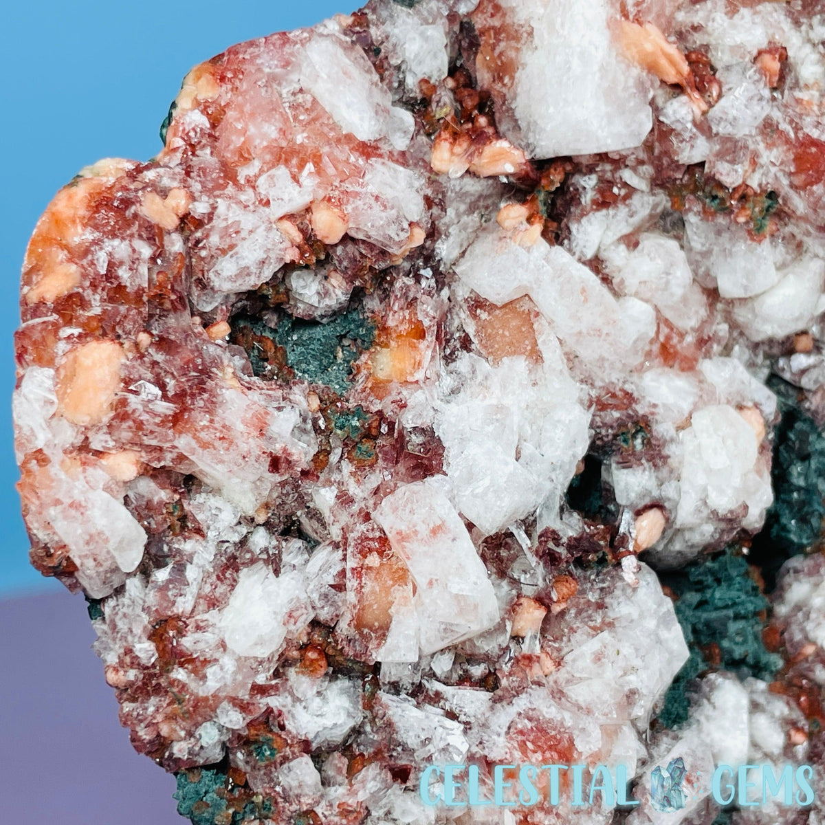 Red Apophyllite + Heulandite + Celadonite Medium Cluster