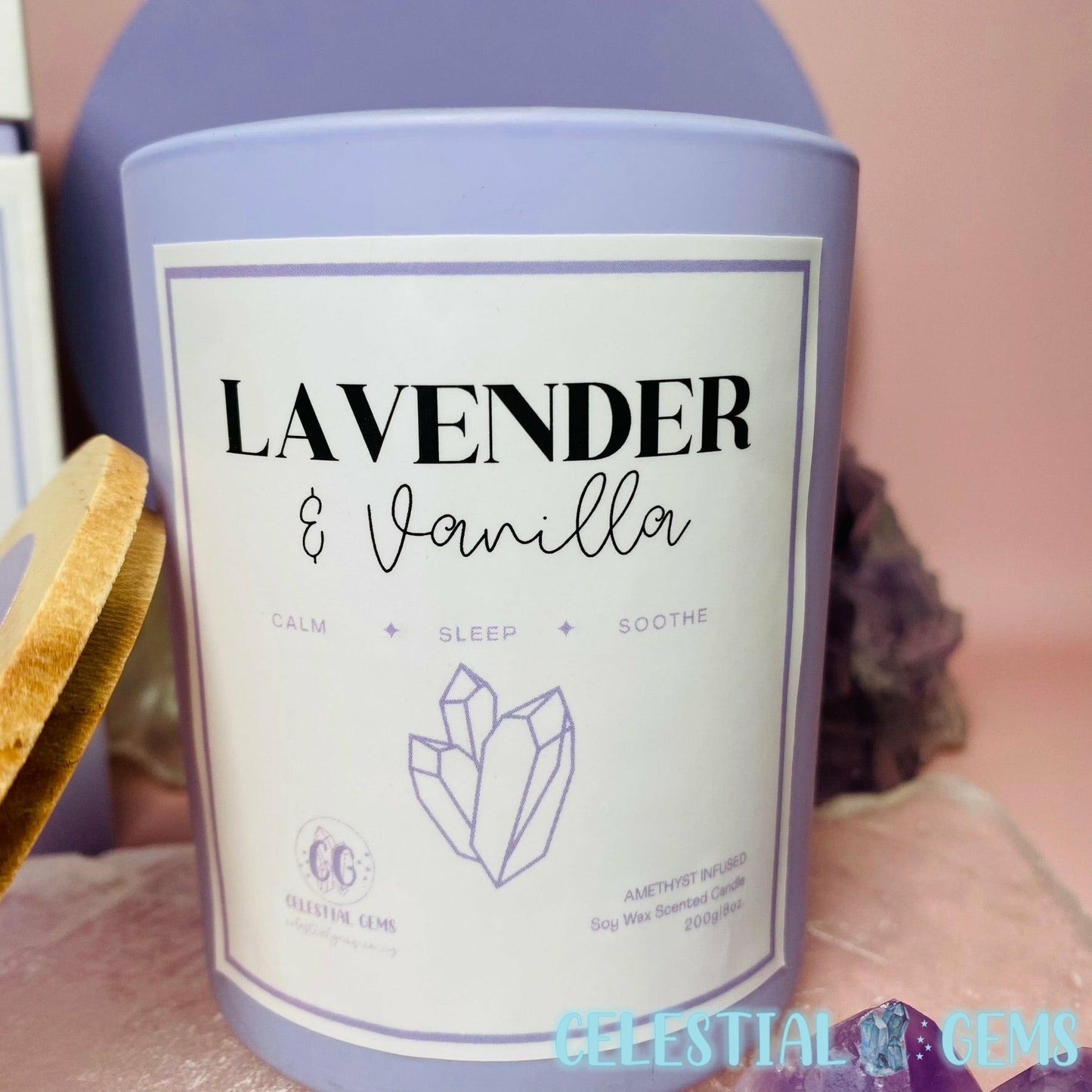 Lavender + Vanilla Crystal Soy Candle