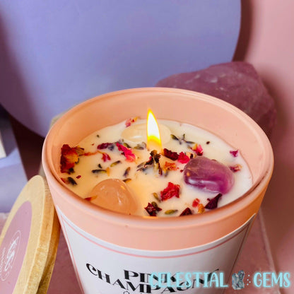 Pink Champagne + Rose Crystal Soy Candle