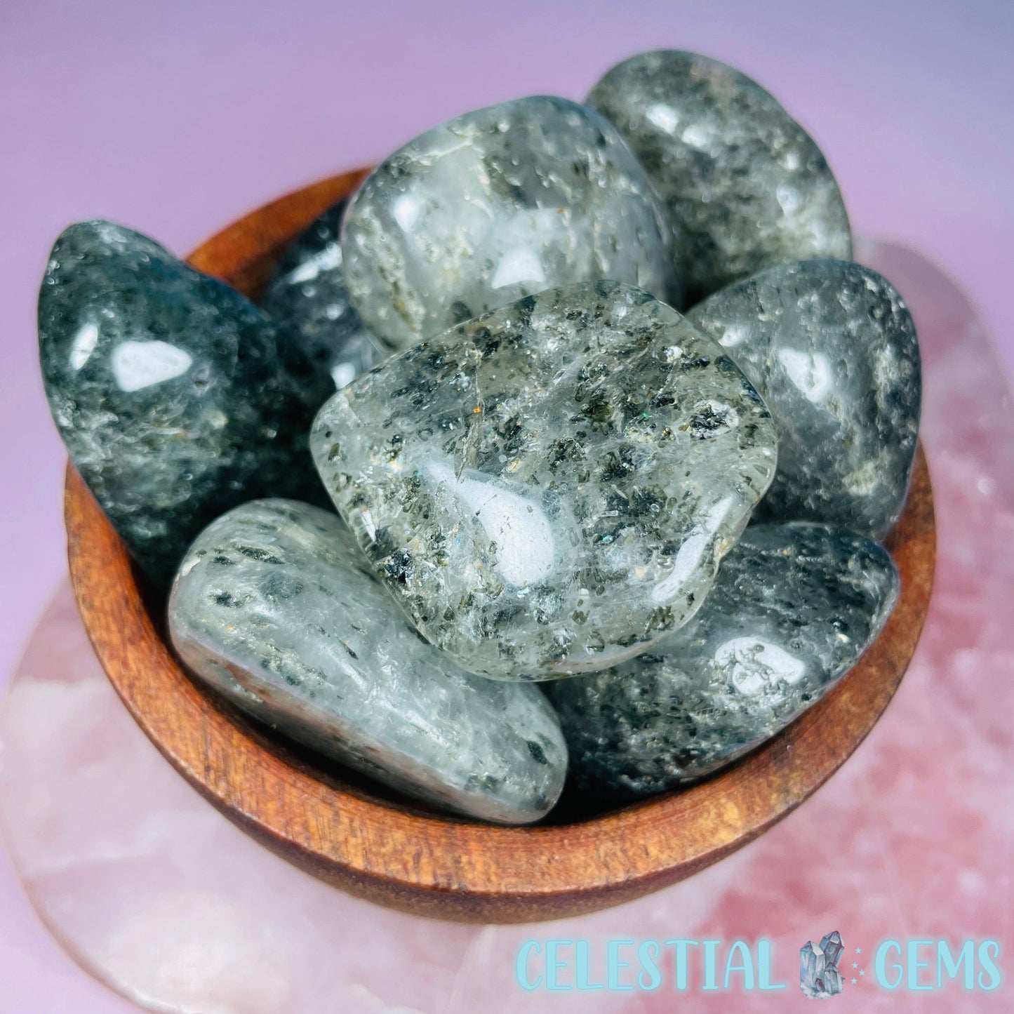 Dragonfruit Quartz (Diopside in Quartz) Large Tumble