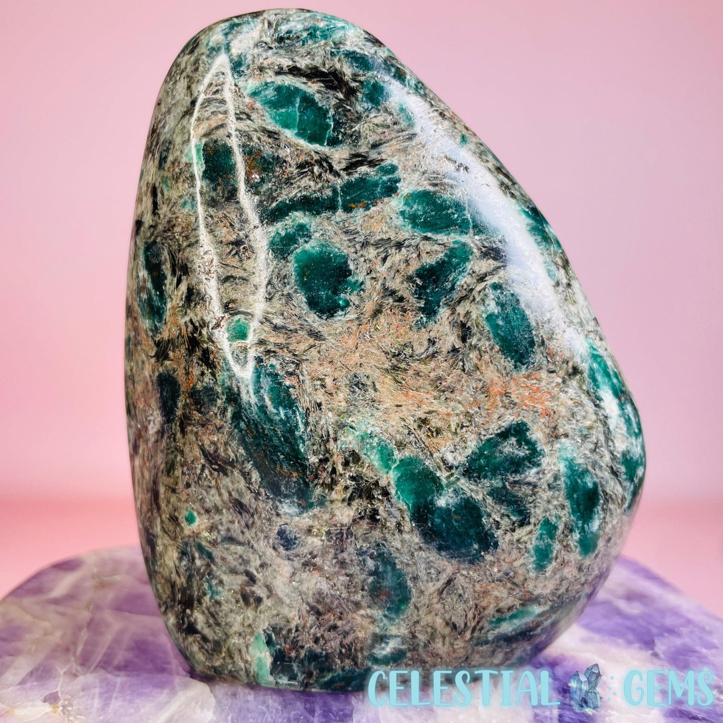 Emerald in Biotite Mica Polished Medium Freeform