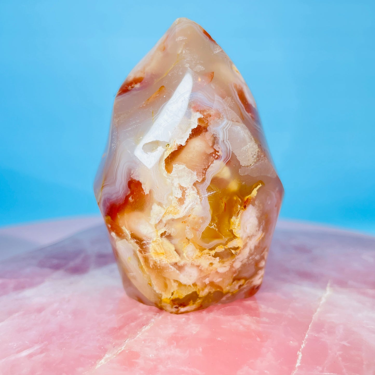 Flower Agate Small Flame Freeform