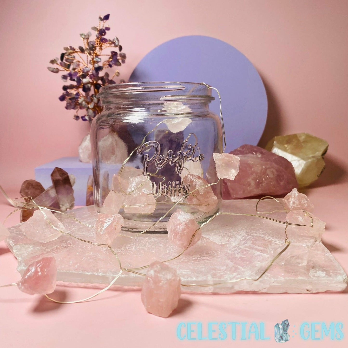 Crystal String Fairy Lights - Rose Quartz