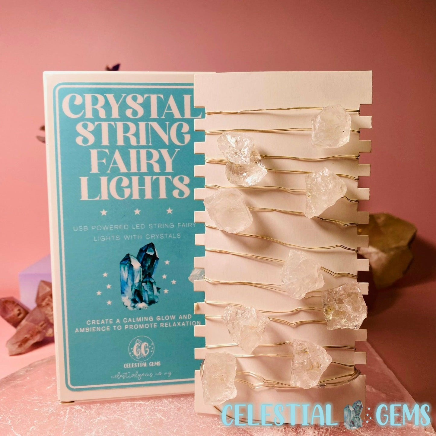 Crystal String Fairy Lights - Clear Quartz