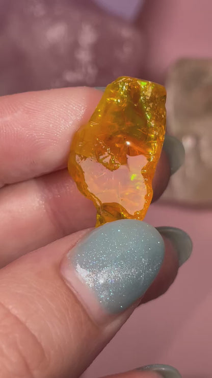 Rare Mexican Fire Opal Thumbnail Medium Specimen (CLICK FOR VIDEO)