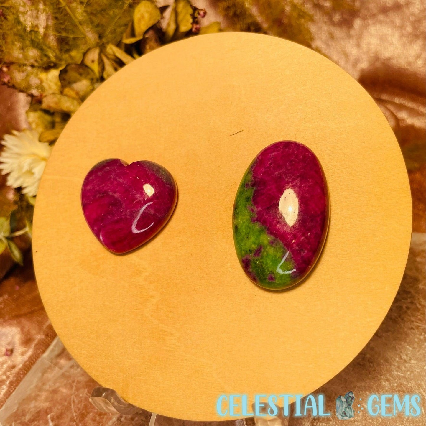 Flashy Ruby with Zoisite Cabochon Carving