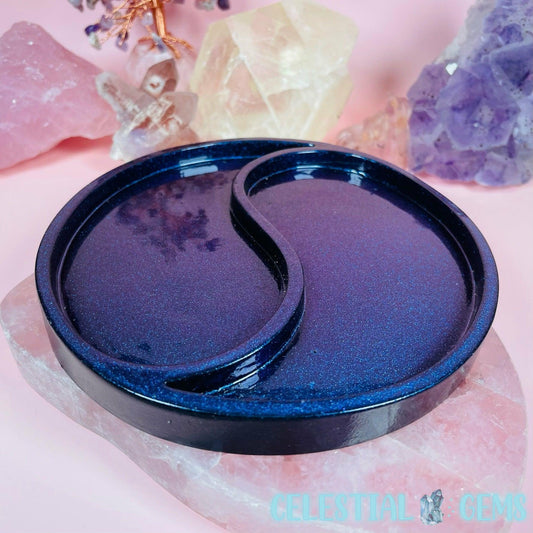 Purple/Blue Two-Tone Glitter Resin Yin-Yang Dish