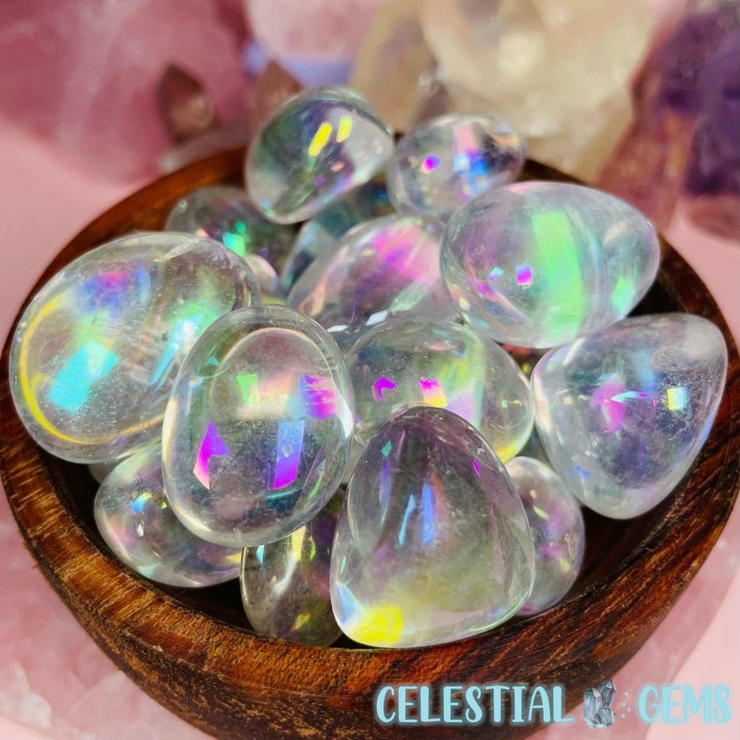 Angel Aura Clear Quartz Tumble