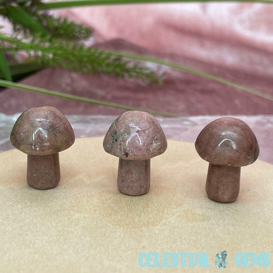 Red Rhodonite Mushroom Mini Carving