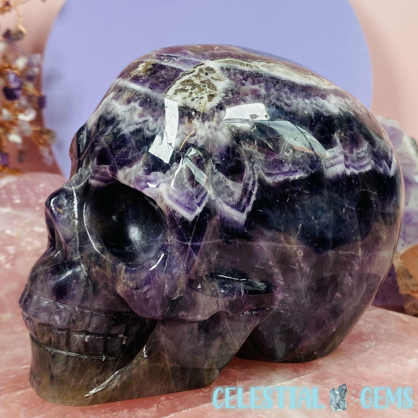 Dream Amethyst Large Skull Carving