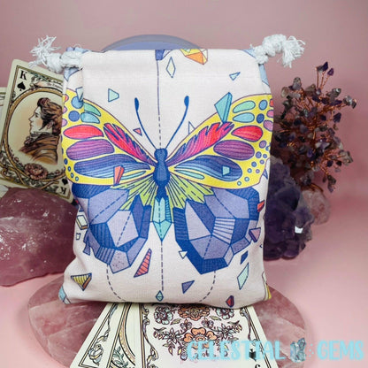 Geometric Butterfly Tarot Drawstring Bag