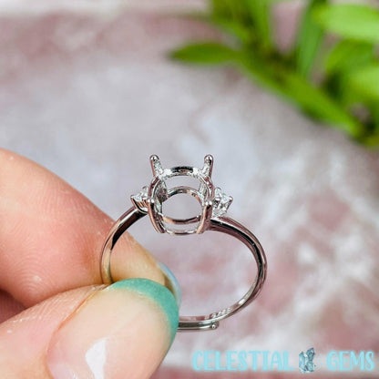 Blank 925 Silver Adjustable Ring for Mounting Cabochons