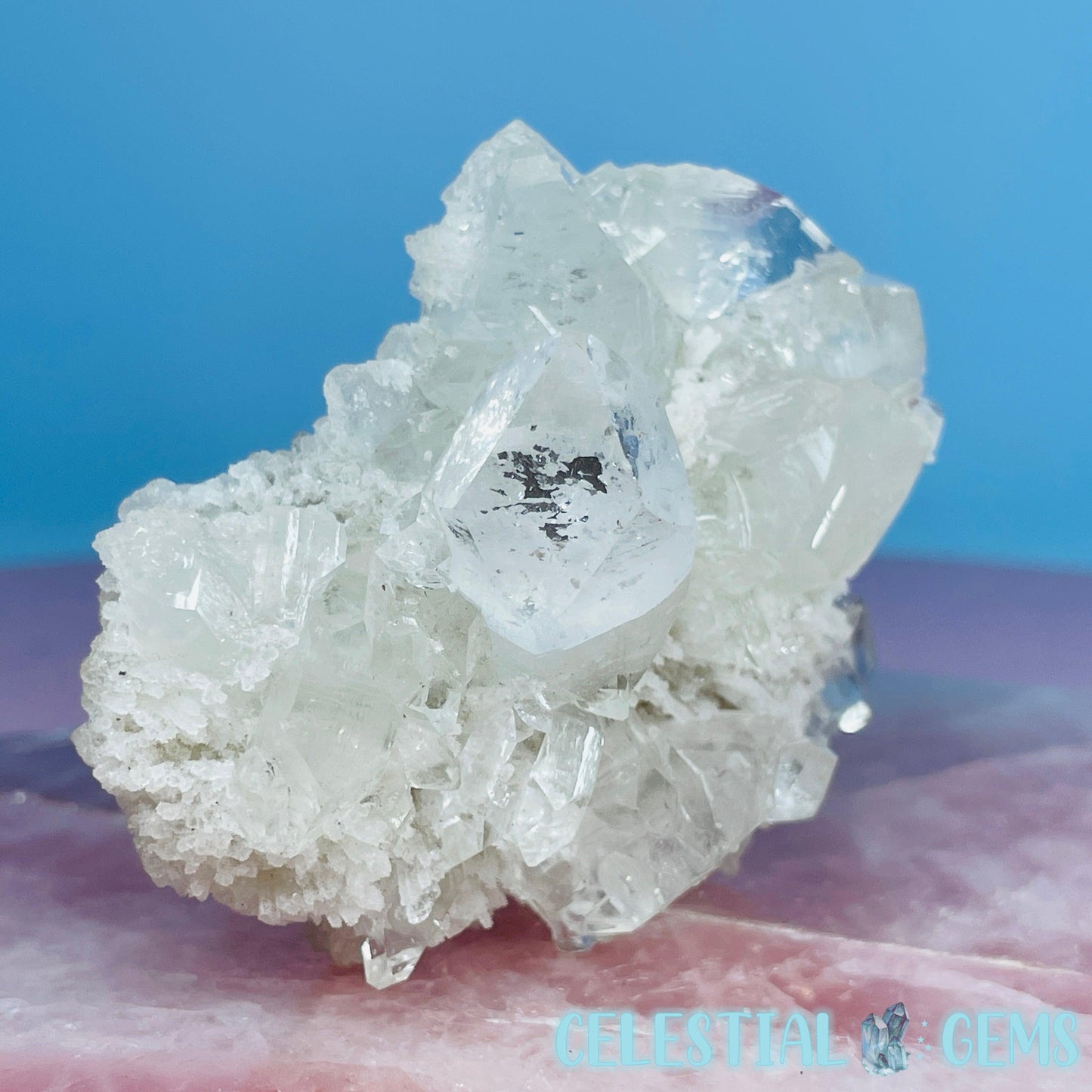 A Grade Diamond Apophyllite + White Chalcedony Small Cluster