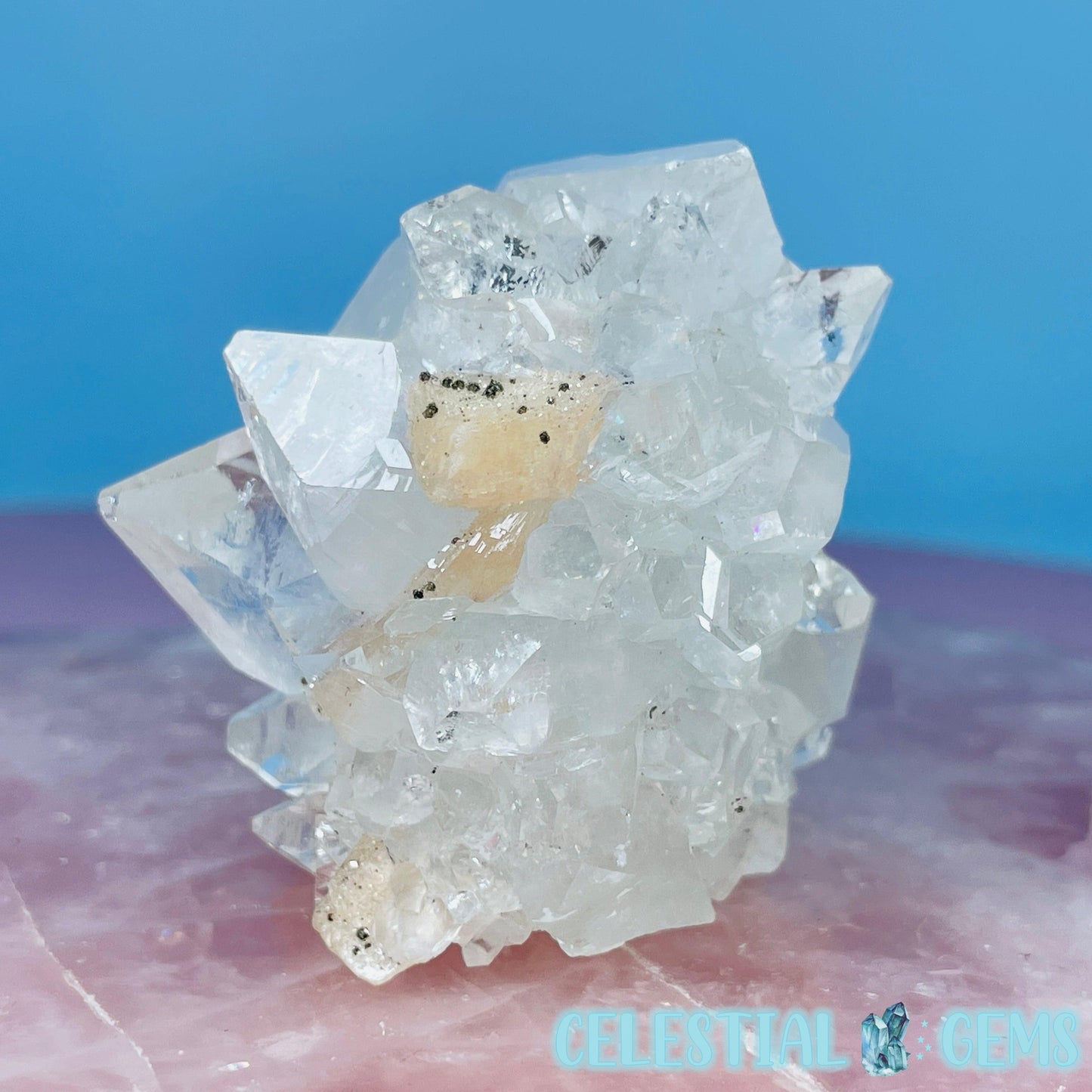 A Grade Diamond Apophyllite + Peach Stilbite Small Cluster