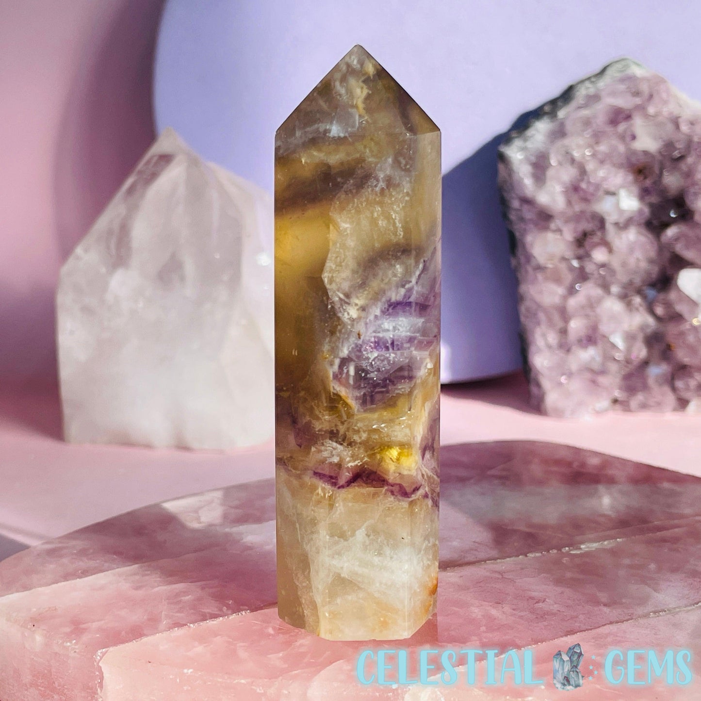 Phantom Purple + Yellow Fluorite Small Tower