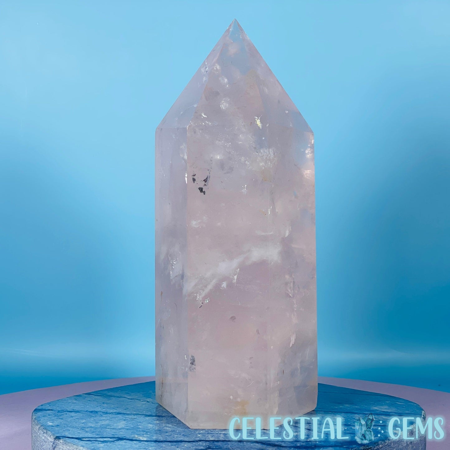 High Grade Rose Quartz Large Chunky Tower (Video)