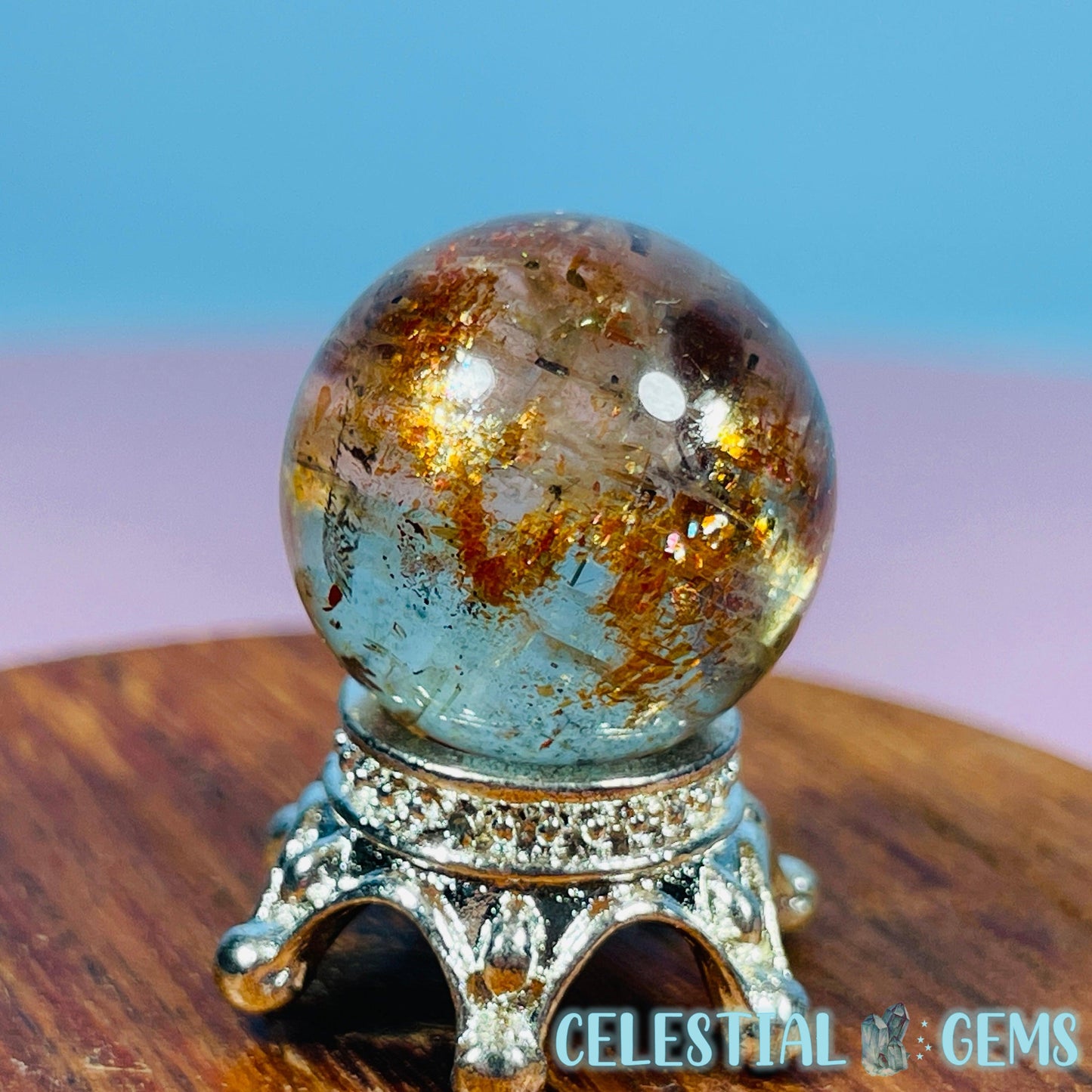 AAA Grade RARE Green Oligoclase + Arusha Sunstone Polished Mini Sphere (Video)