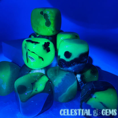 UV Volcanic Agate (Uranyl Chalcedony) Cube Tumble