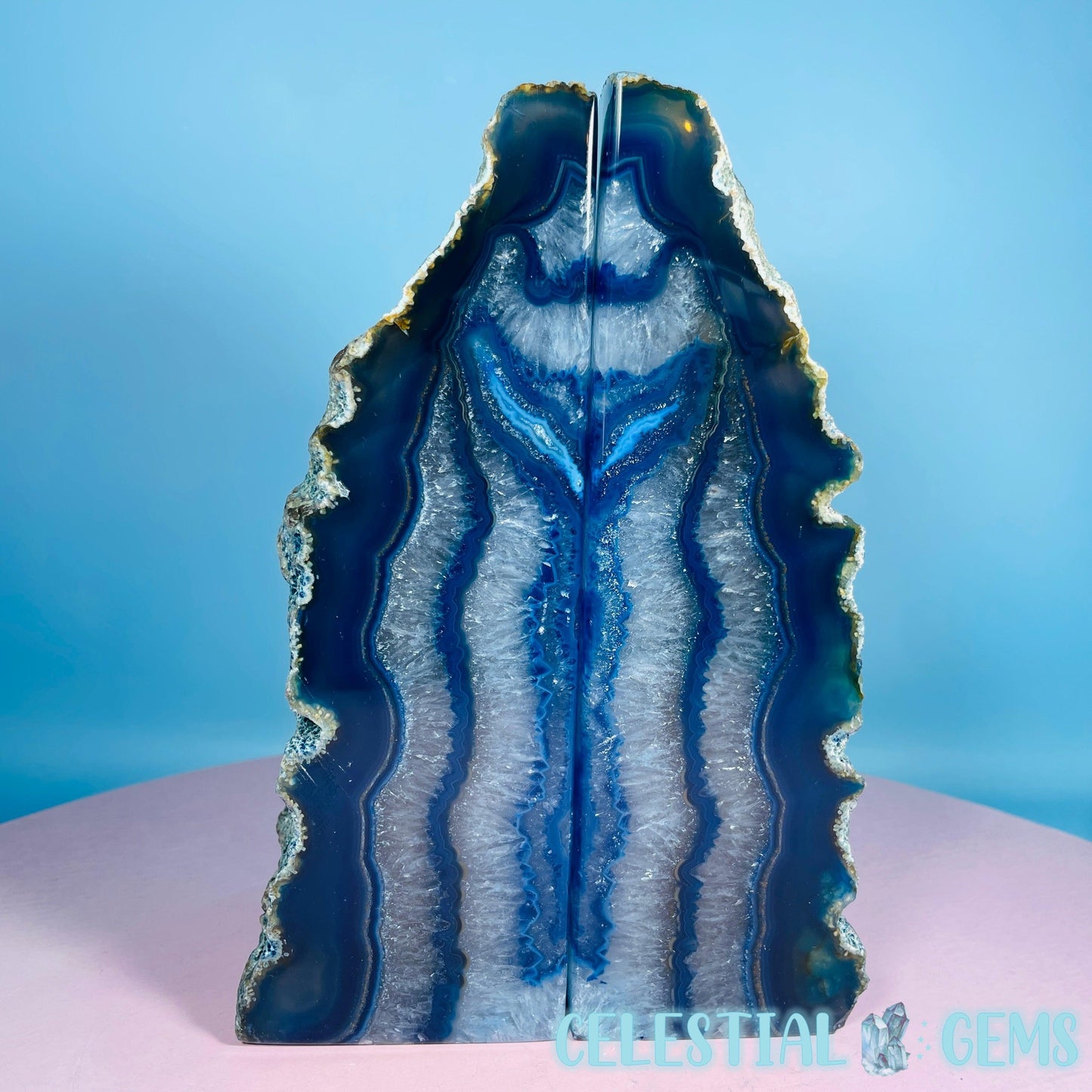Blue Dyed Agate Extra Large Pair of Bookends
