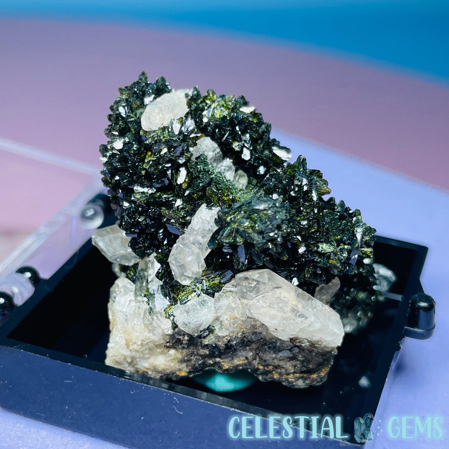 Epidote + Smoky Quartz Mini Cluster Specimen