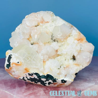 Peach Heulandite + Calcite Cluster Geode Standing Medium Freeform