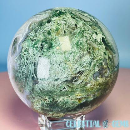 Druzy Moss Agate Large Sphere