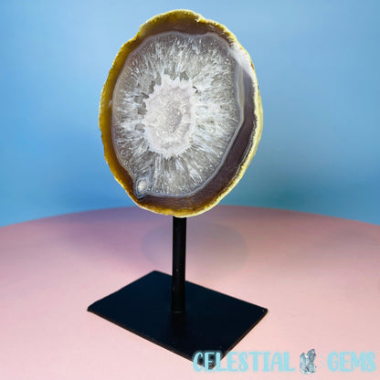 Druzy Agate Geode Half on Metal Stand